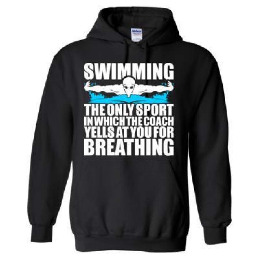 AGR Swimming The Only Sport In Which The Coach Yells At You For Breathing – Heavy Blend™ Hooded Sweatshirt