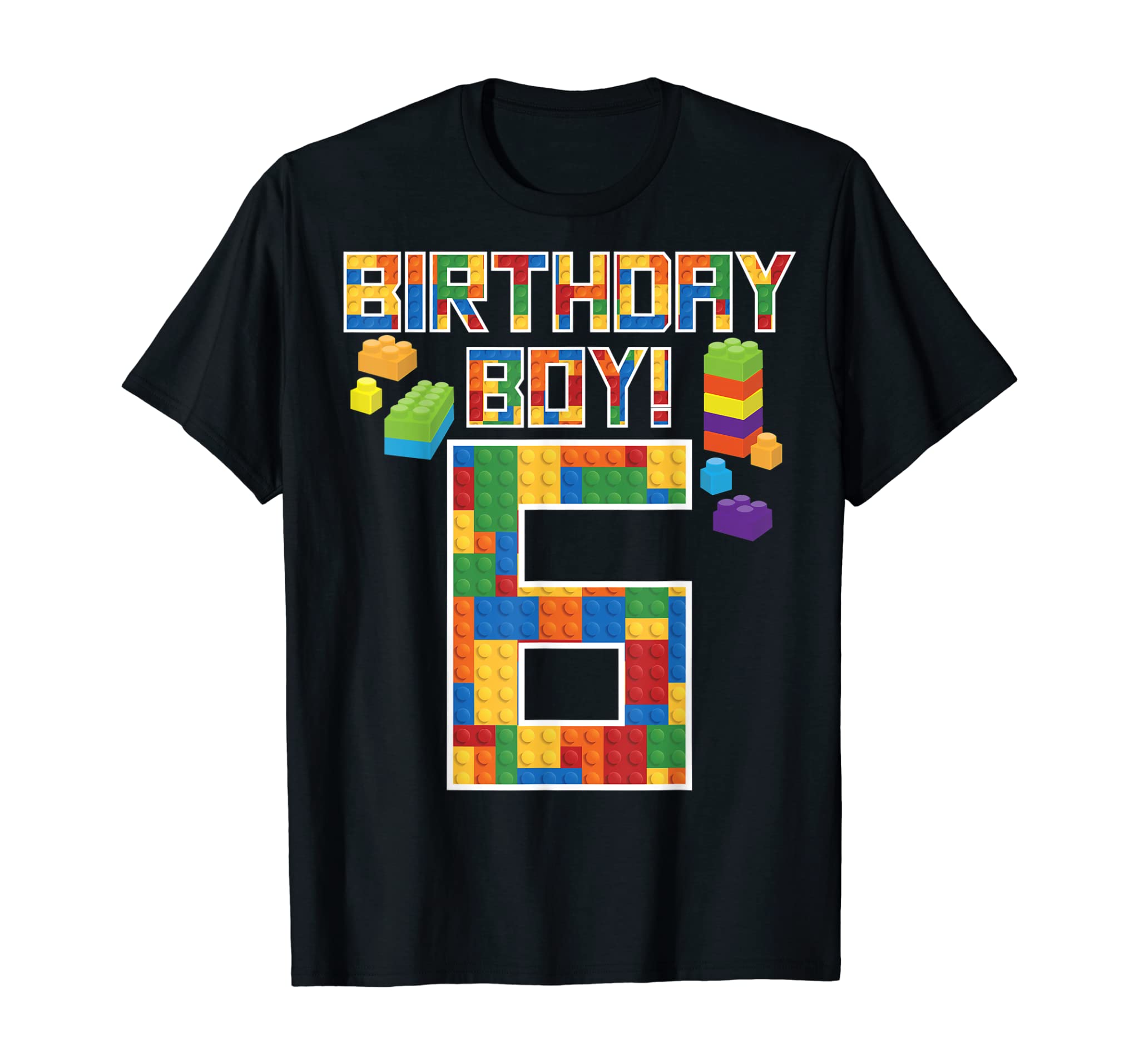 Cute 6Th Birthday Gift 6 Years Old Block Building Boys Kids T-Shirt