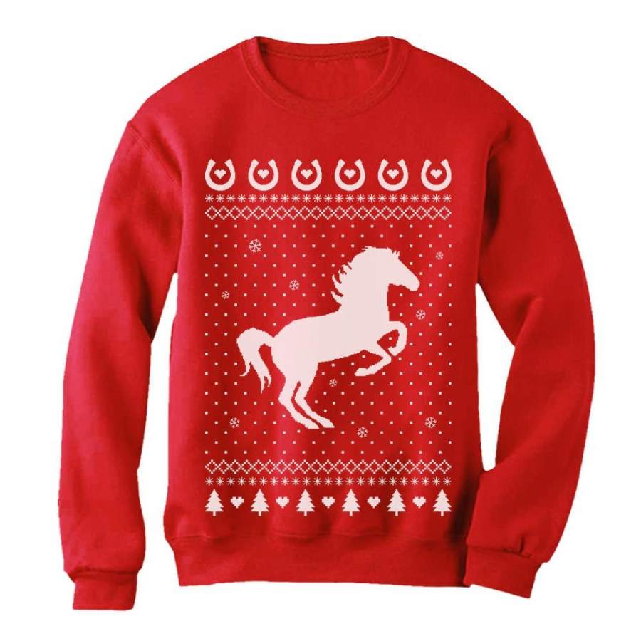 Love Horses Gift For Horse Lover Ugly Christmas Women Sweatshirt