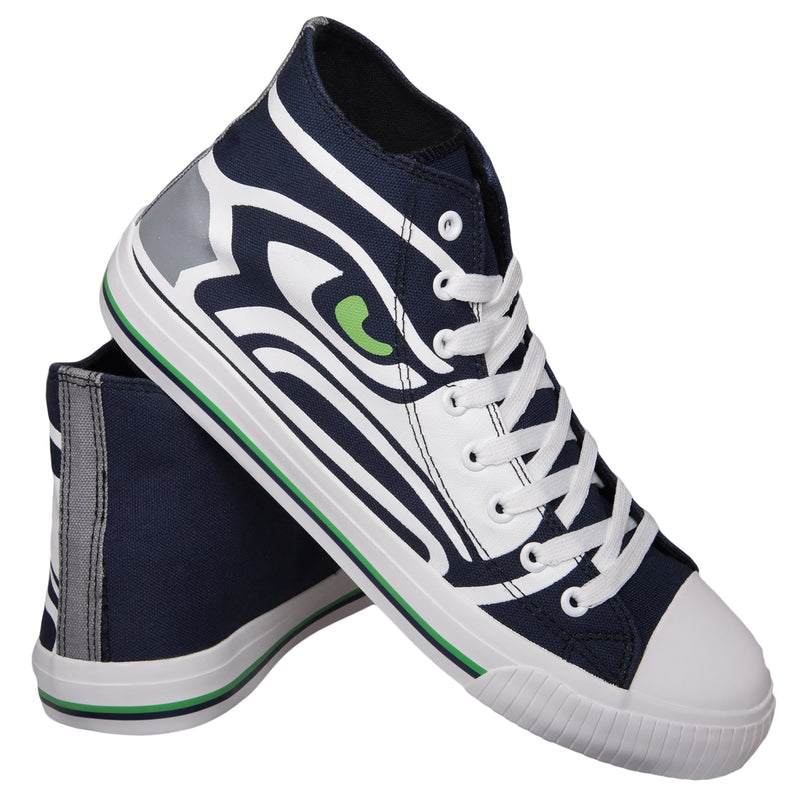 Seattle Seahawks NFL Mens High Top Big Logo Canvas Shoes