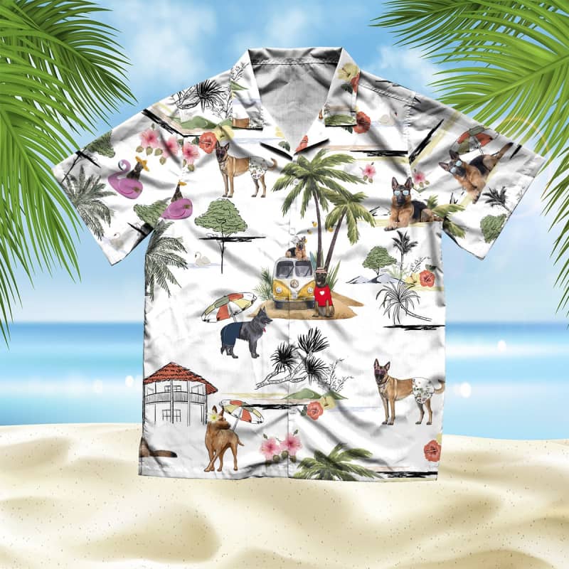 Unisex Belgian Shepherd Dog Beach Hawaiian Shirt, Shepherd Hawaiian Shirt, Aloha Shirt For Dog Lover