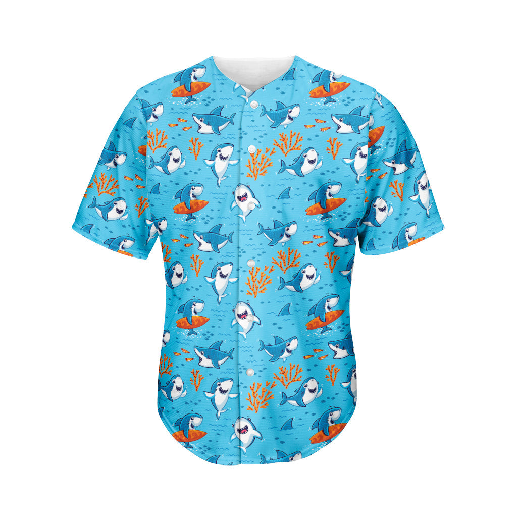 Cute Shark Pattern Print Men’S Baseball Jersey 3D Print