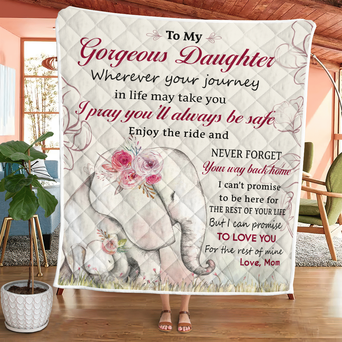 To My Gorgeous Daughter – Elephant Quilt Wq080322143