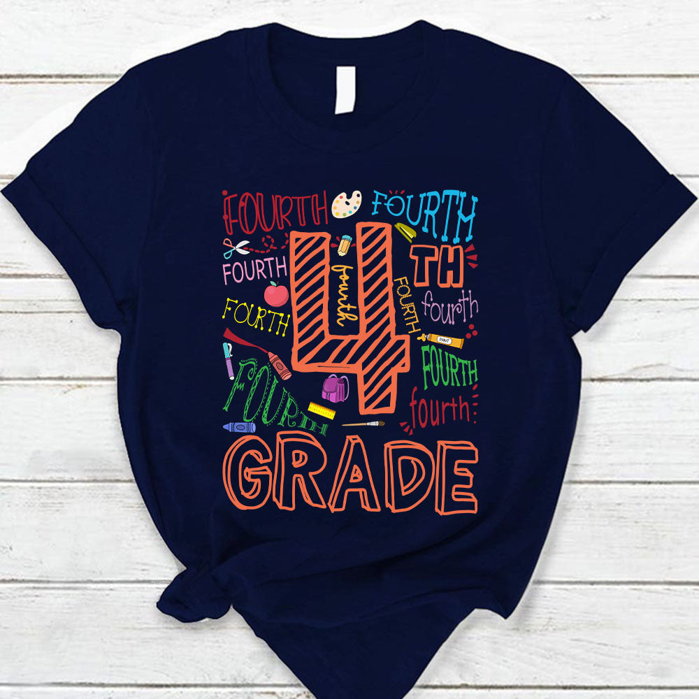 Fourth Grade Colorful Sketch T-Shirt For Teacher Ph99 Nh00