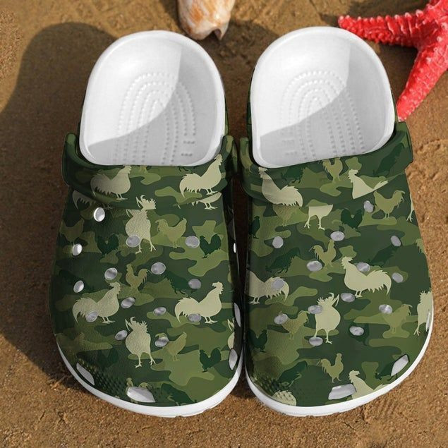 Camo Crocs Camo Chicken Crocs Rubber Crocs Clog Shoes Comfy Footwear ...