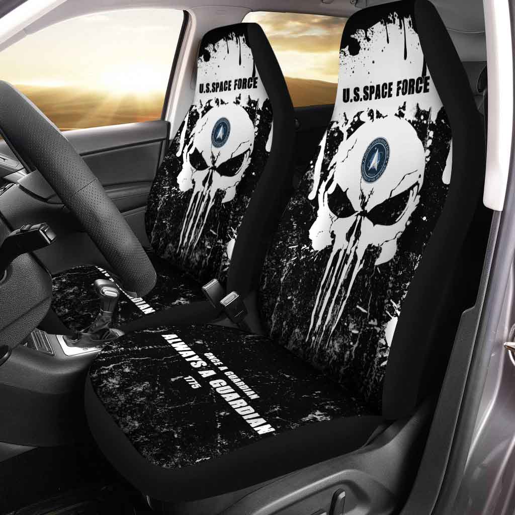 United States Space Force Car Seat Covers Custom Grunge Skull