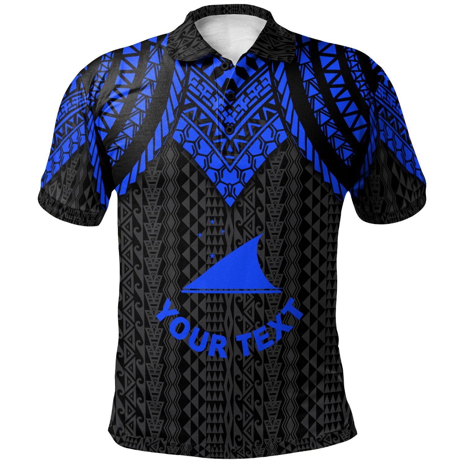 Tokelau Custom Personalised Polo Shirt – Polynesian Armor Style Blue – BN39