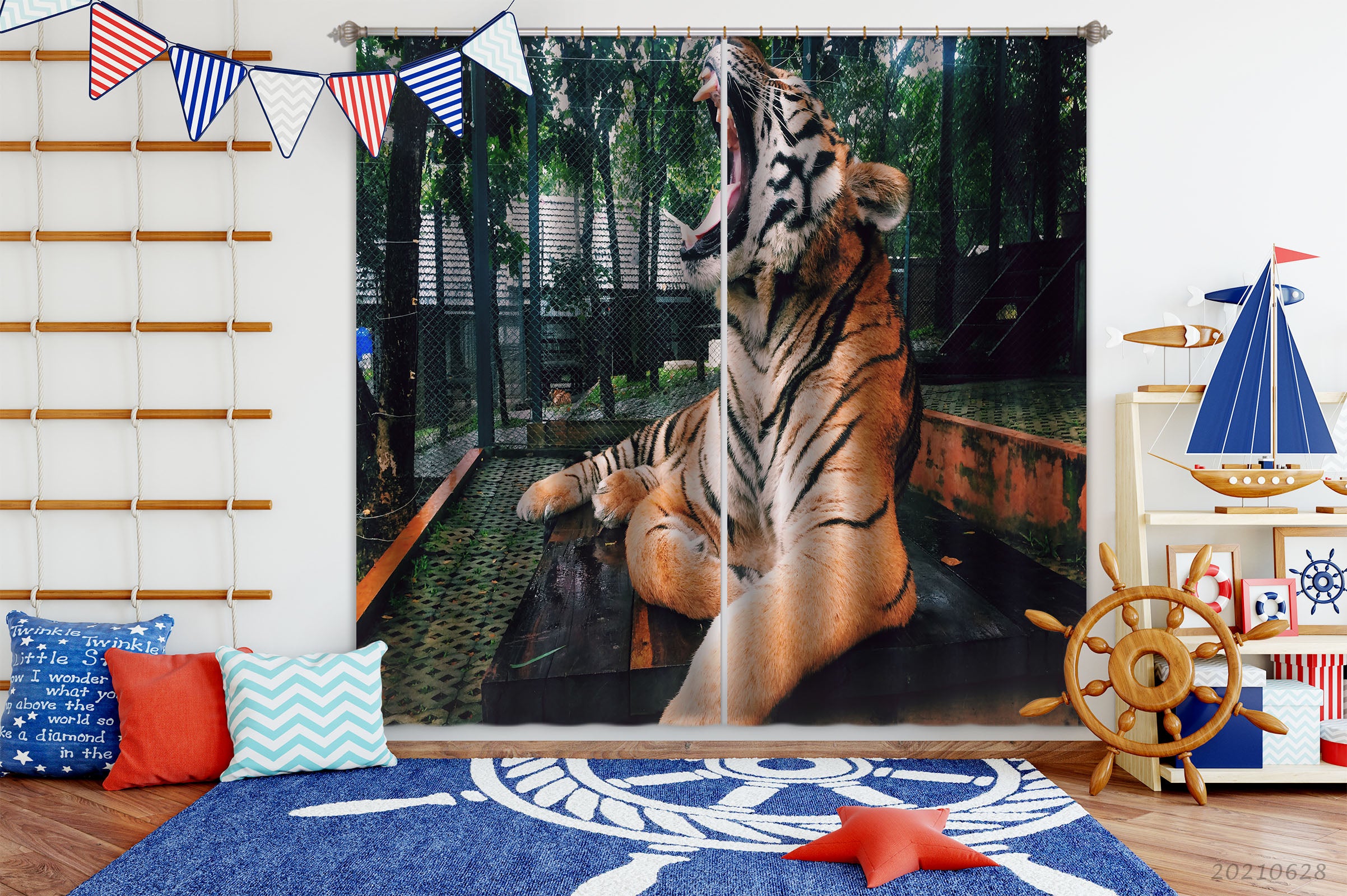 3D Wild Animal Tiger Zoo Curtains And Drapes Lqh 21