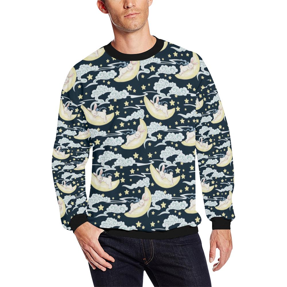 Rabbit Sleeping Pattern Print Design Rb08 Men Long Sleeve Sweatshirt