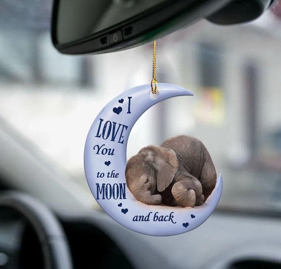 Shopeeyou – Elephant Moon Back Elephant Lover Two Sided Ornament, Christmas Ornament, Car Ornament, Shaped Ornament