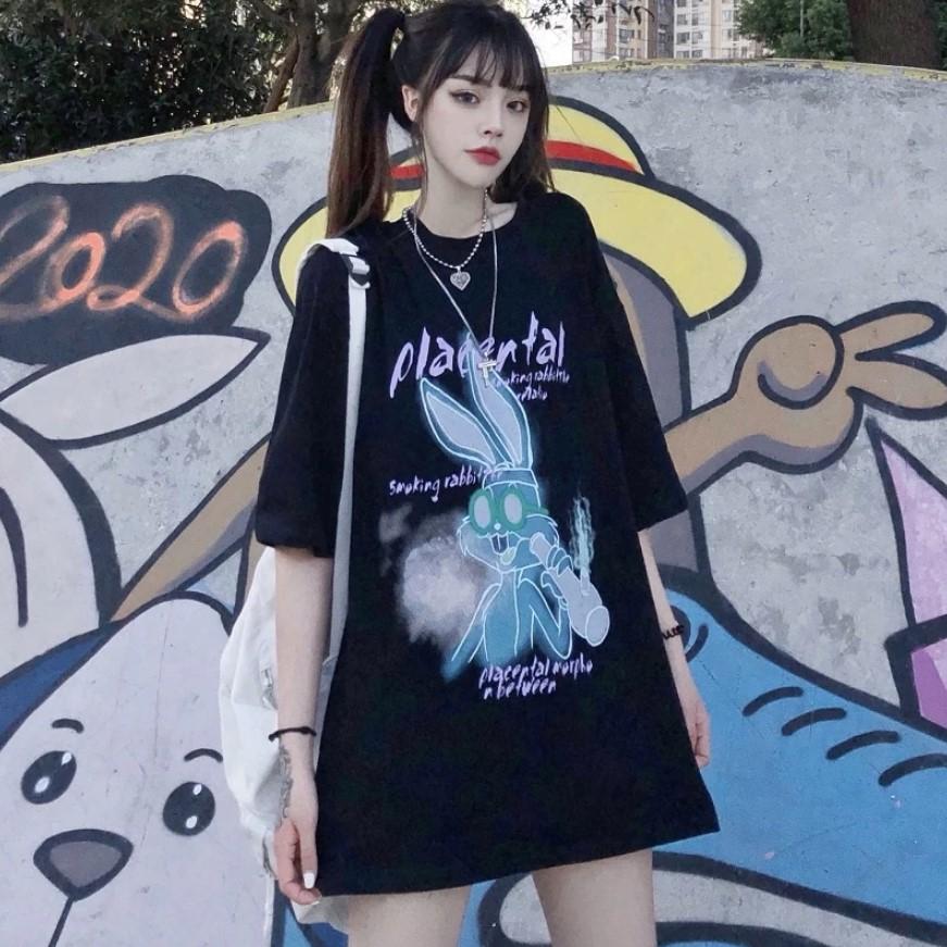 T-Shirt Print Rabbit Haeajuku Kawaii