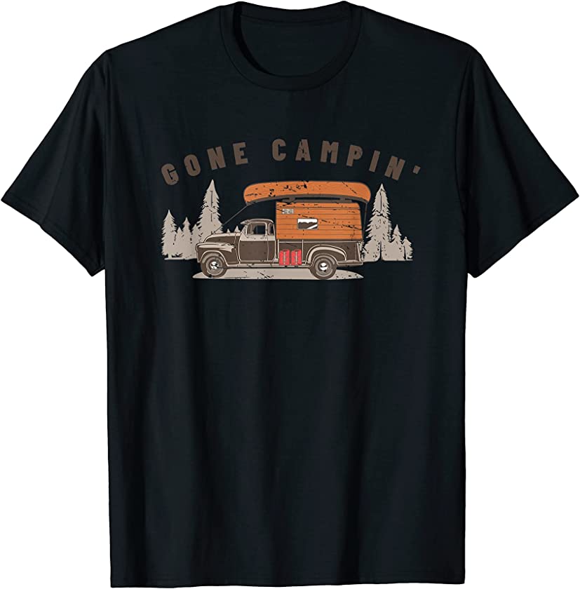 Vintage Gone Campin’ Old Truck Camper Canoe Graphic T-Shirt