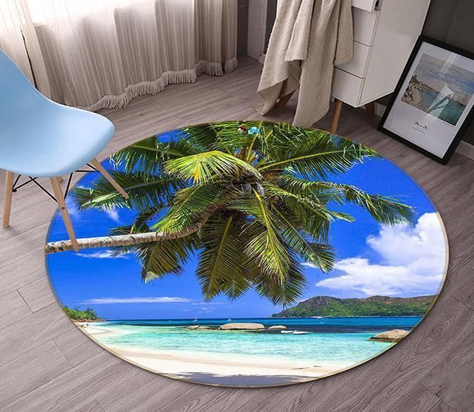 3D Bay Beach Scenery 136 Round Rug – Round Carpet Home Decor