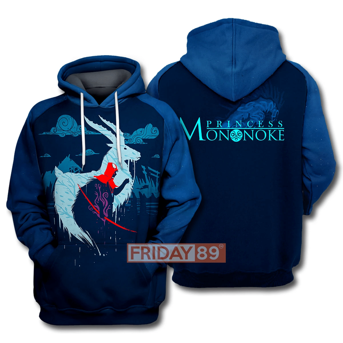 Ghibli Hoodie S.Ghibli Couple Princess Mononoke Ashitaka Art 3D T-Shirt Hoodie Adult Unisex Full Print
