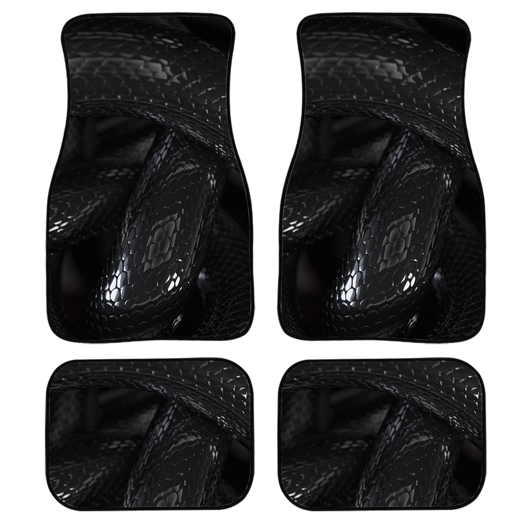 Black Snake Print Front And Back Car Floor Mats, Front Car Mat