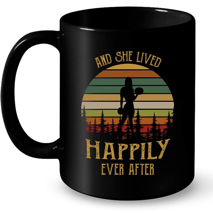 And She Lived Happily Ever After, Girl Weightlifting Fitness Gym, Classic Vintage – Full-Wrap Coffee Black Mug