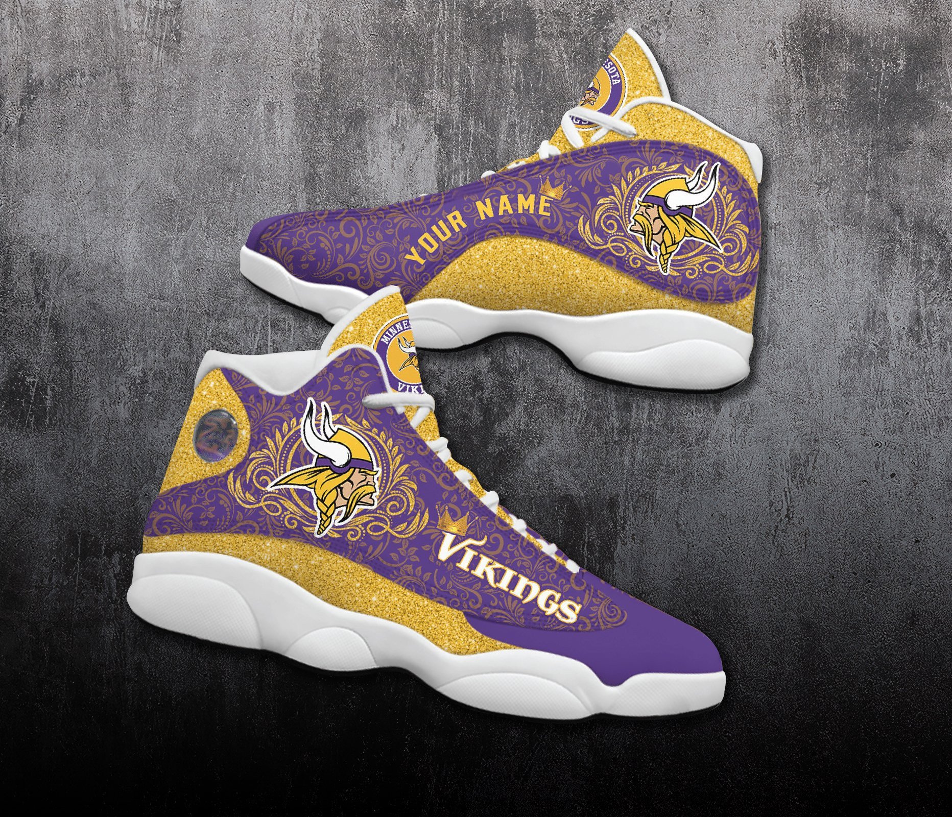 Personalized Shoes Minnesota Vikings Jordan 13 Customized Name