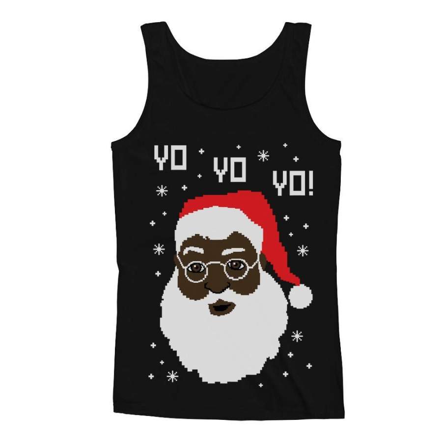 Black Santa Ugly Christmas Sweater Men’s Tank Top