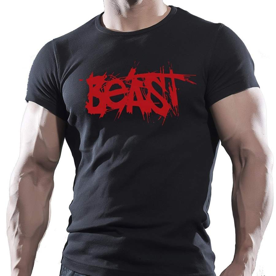 BEAST Gym Motivation MMA Bodybuilding Workout Wrestling Men T-Shirt TEE