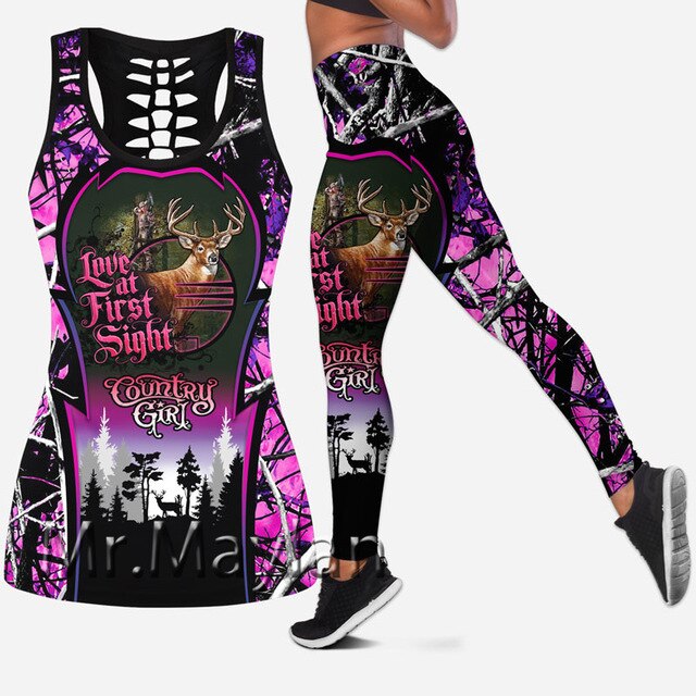 3D Full Printed Deer Hunting Tanktop And Leggings