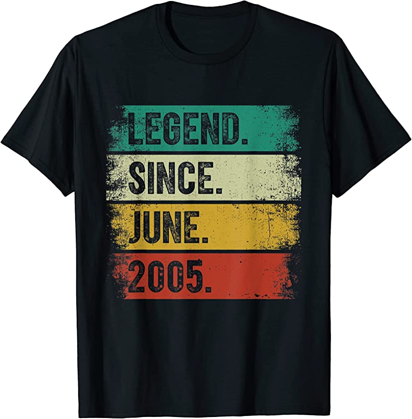 16 Years Old Vintage Legend Since June 2005 16th Birthday T-Shirt