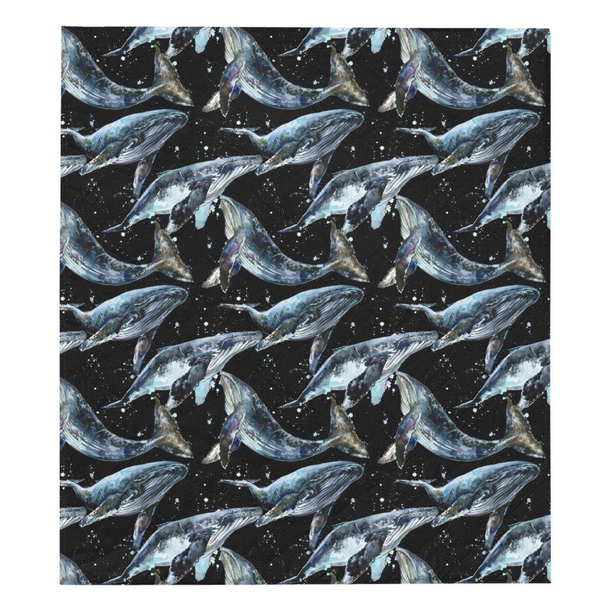 Humpback Whale Pattern Print Design 01 Premium Quilt