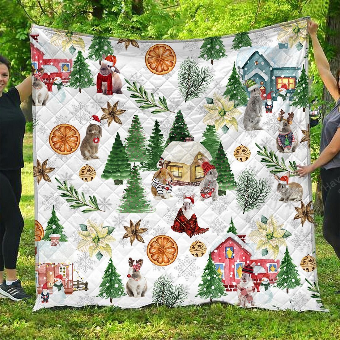 Rabbit Quilt Blanket Xmas Tree