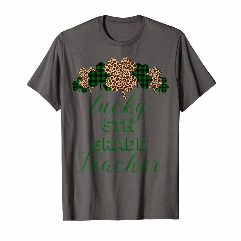 Buffalo Plaid Leopard Lucky 5th Grade Teachers St Patrick’s T-shirt