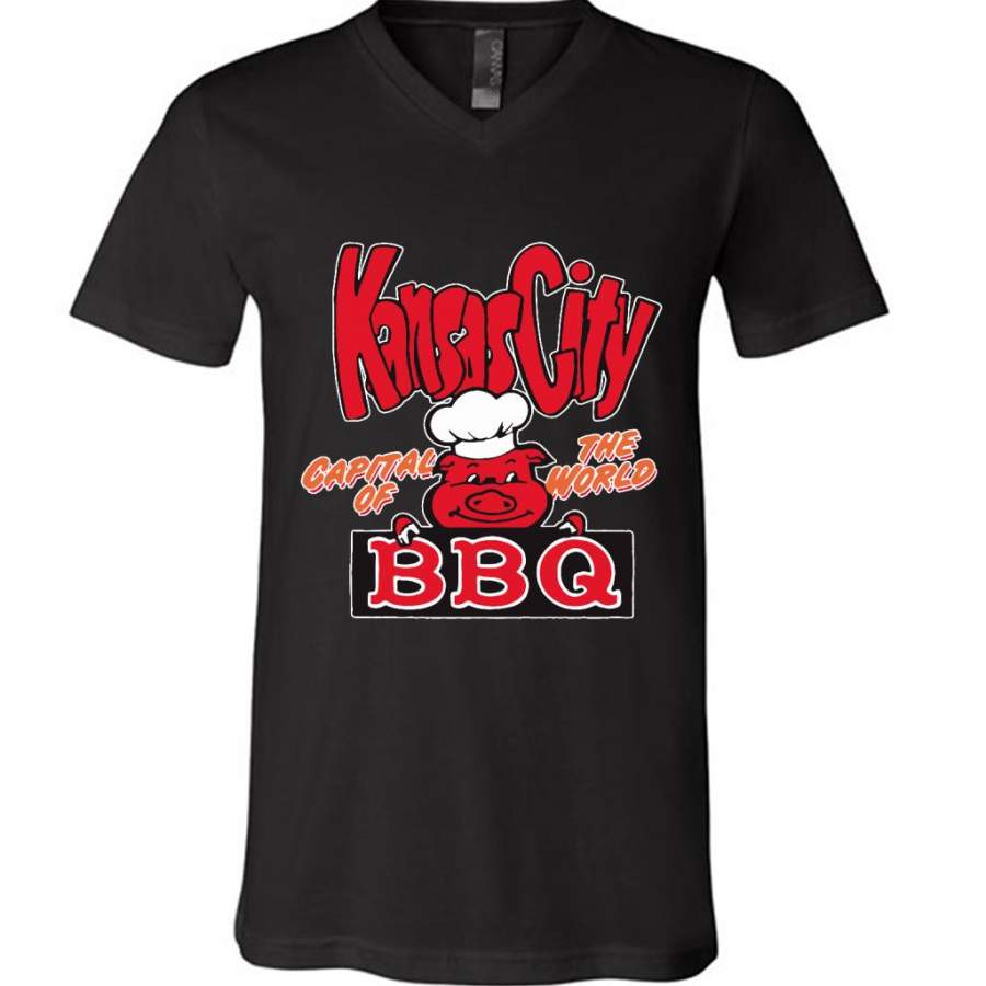 Kansas City Capital Of The World BBQ B – Canvas Unisex V-Neck Shirt