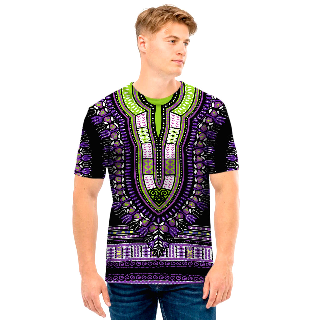 Black And Purple African Dashiki Print Men’S T-Shirt