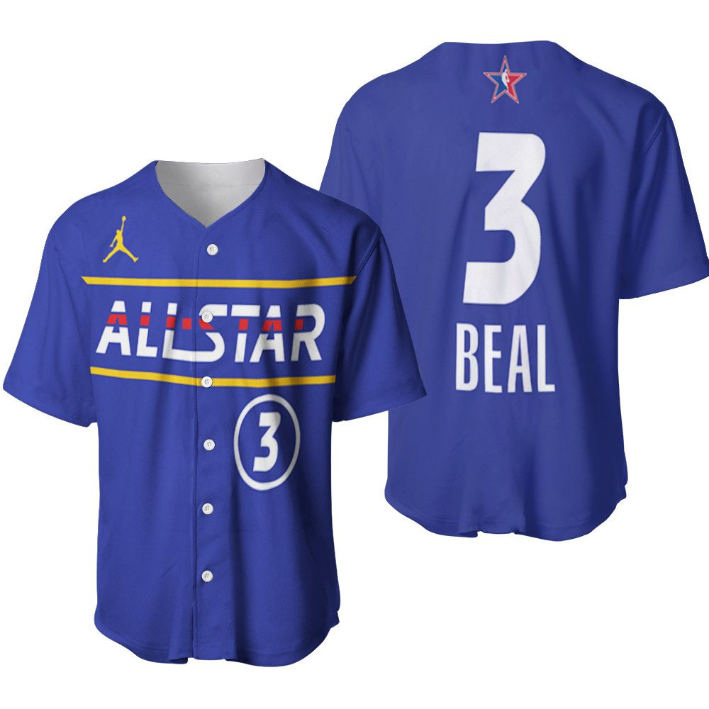 Bradley Beal #3 NBA Wizards 2021 All Star Eastern Conference Blue Jersey Style Gift For Beal Fans Baseball Jersey