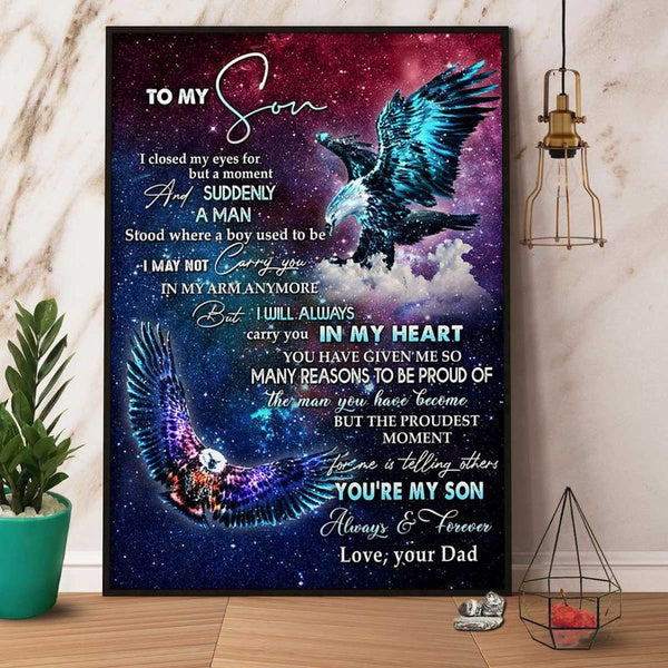 To My Son I Will Always Carry You In My Heart Portrait Poster And Canvas Gift For Son Home Decor Wall Art Visual Art