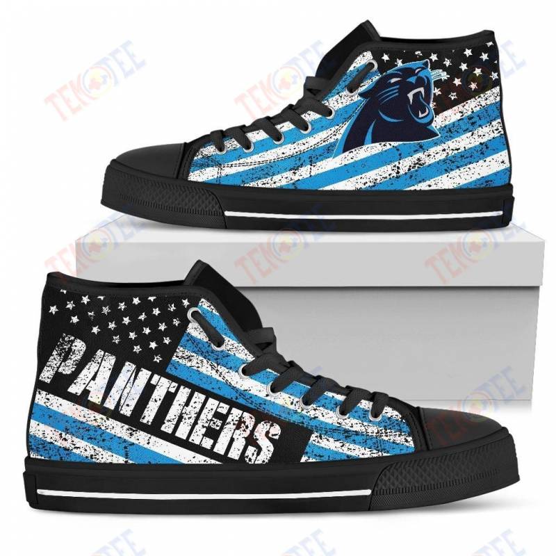 Mens Womens Carolina Panthers High Top Shoes America Flag Italic Vintage Style Shoes TMT957