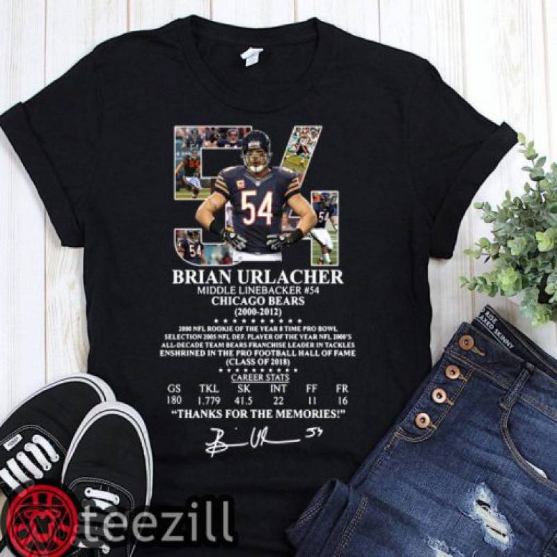 54 brian urlacher middle linebacker chicago bears thank you for the memories signature shirts