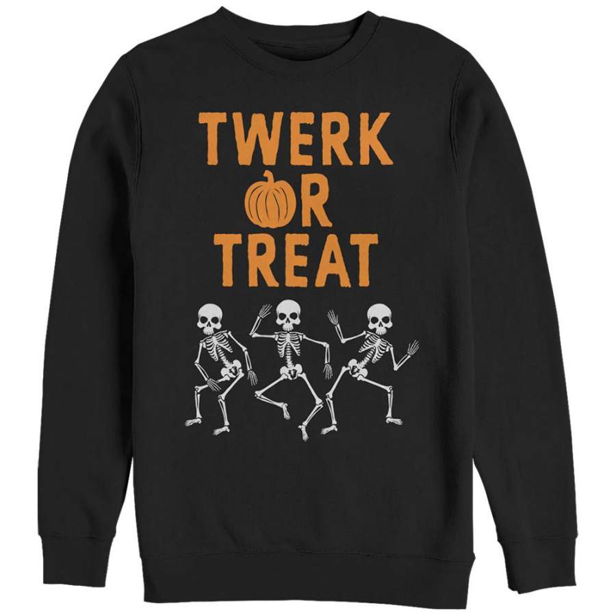 CHIN UP Women’s Halloween Twerk or Treat Skeleton  Sweatshirt Black S