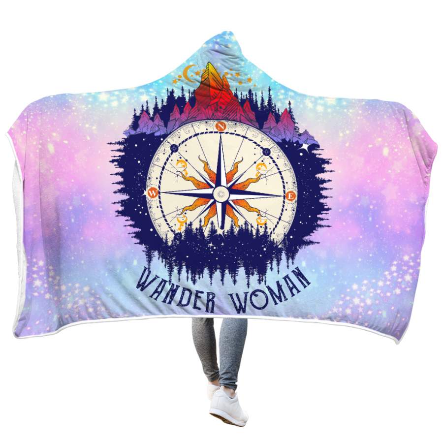 Wander Woman Compass Hippie Hooded Blanket