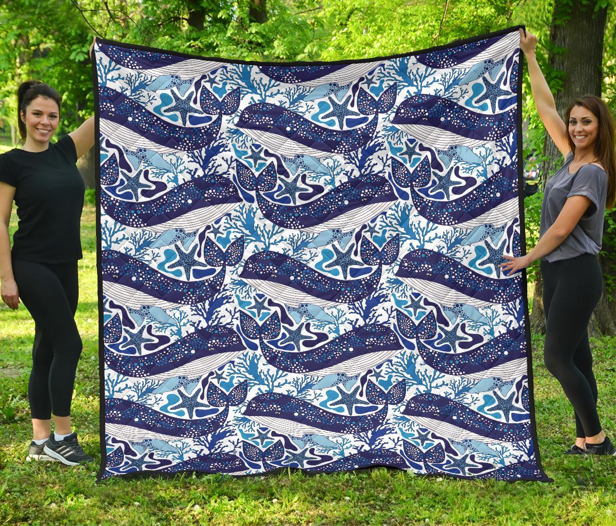 Whale Starfish Pattern Premium Quilt