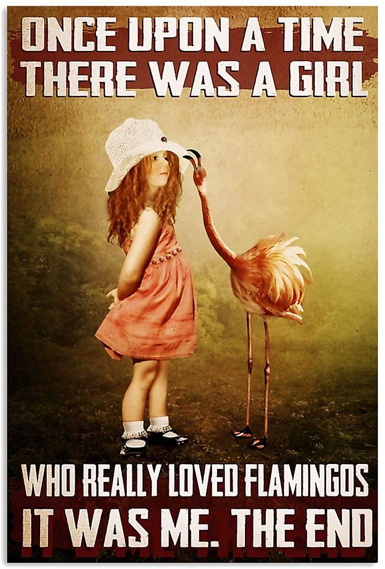 Vintage There Was A Girl – Loved Flamingo Poster Art Print      Home Decor Gift For Men Women Family Friend On Birthday Xmas