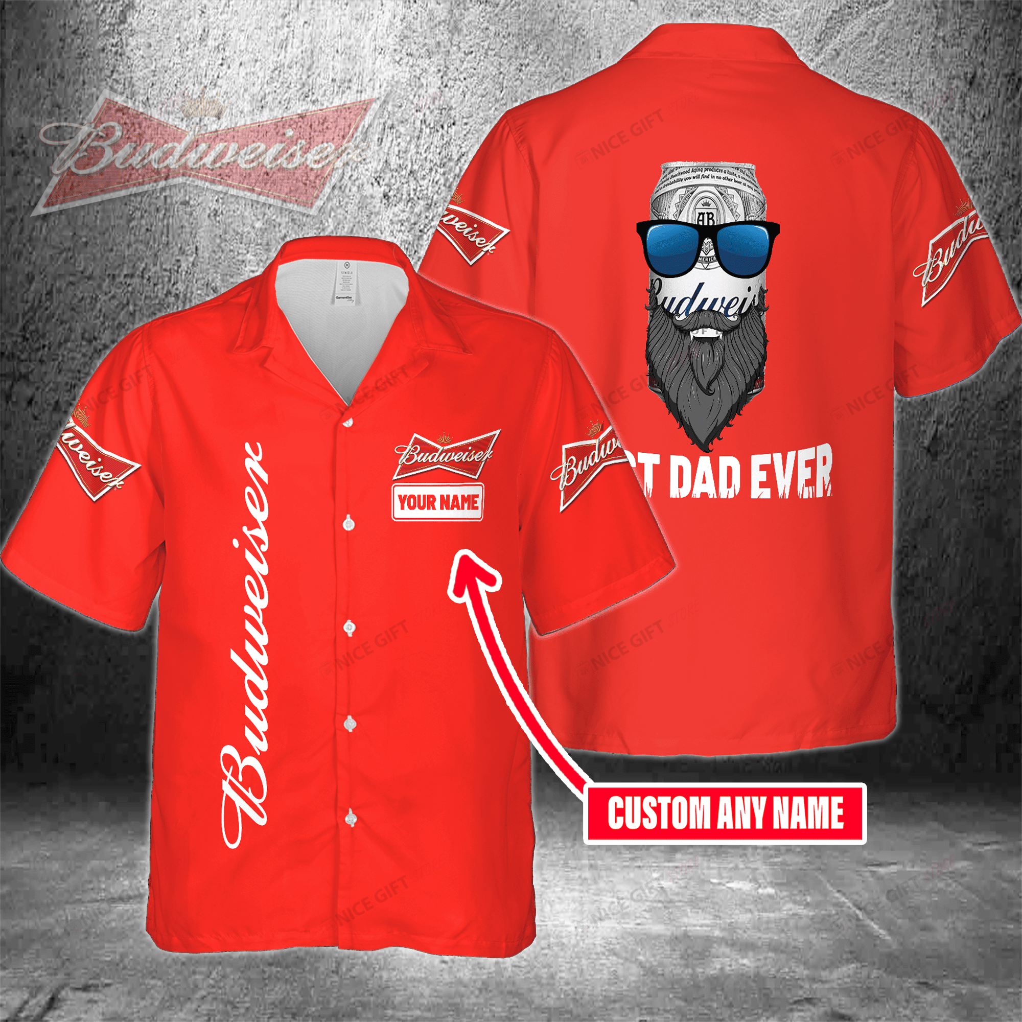 Budweiser Custom Name Best Dad Ever Hawaiian Shirt 3Hs-J0U2