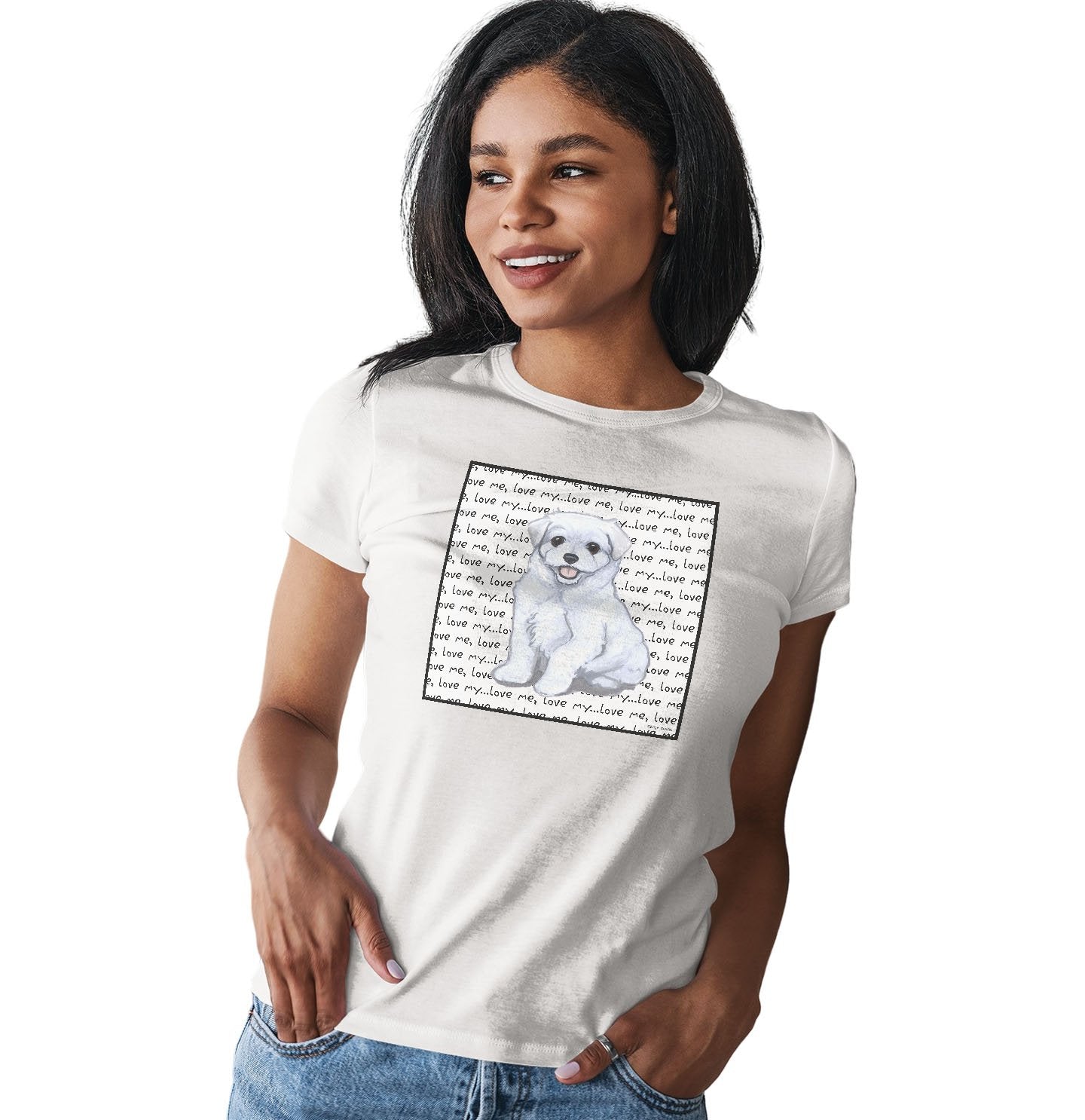 Maltese Puppy Love Text – Women’S Fitted T-Shirt