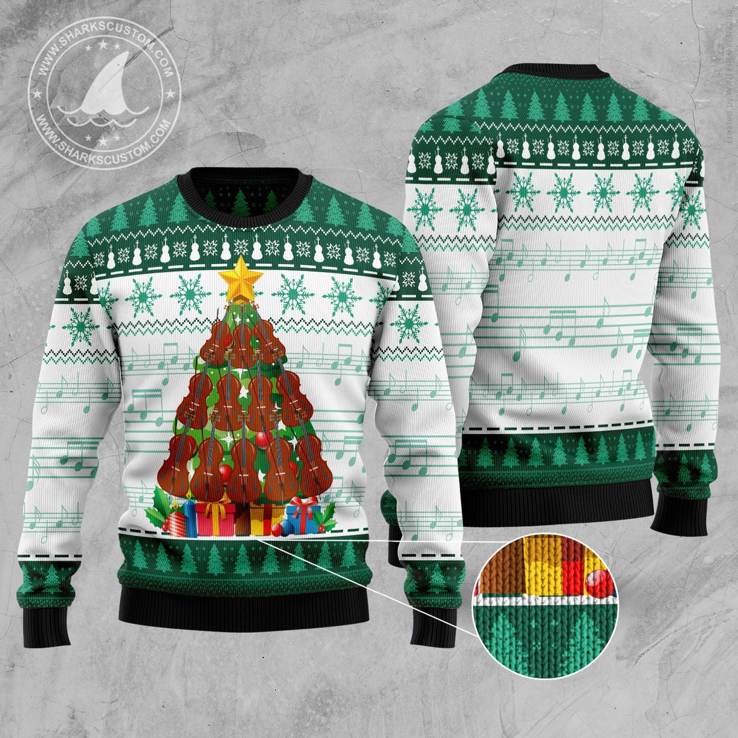 Cello Pine Tree Christmas Ugly Sweater