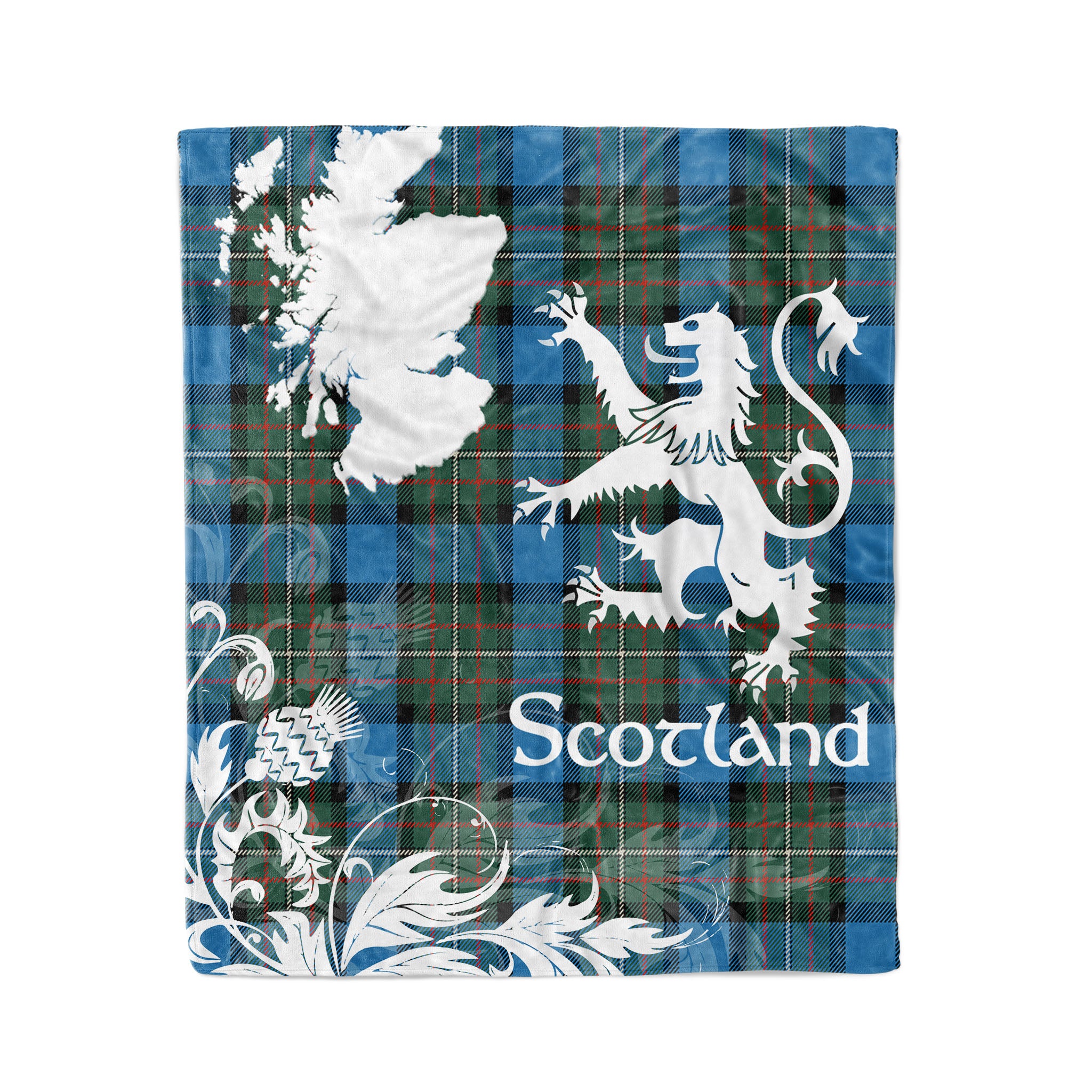 Tartan Plaid Fleece Blanket Tartan Blanket Thistle And Lion Scottish Clan Ferguson Ancient Plaid Blanket