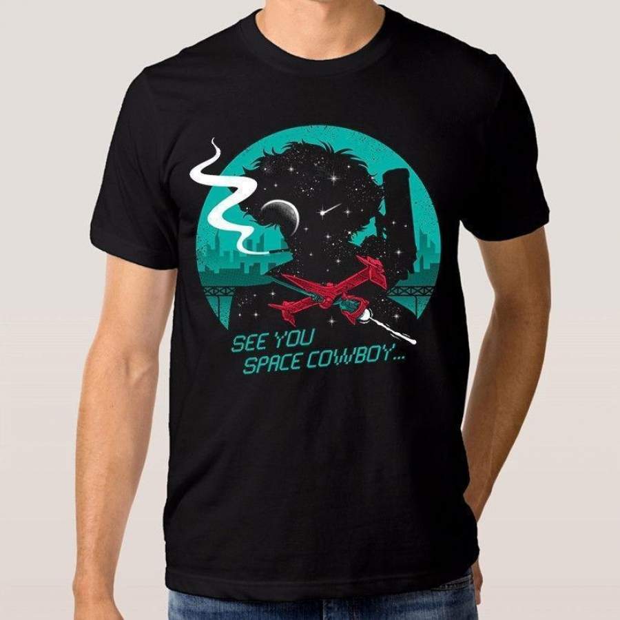 YPS Men’s Fashion Casual Short-sleeved T-shirt Cowboy Bebop Anime See You Space Cowboy T-shirt Mens Funny Tshirts