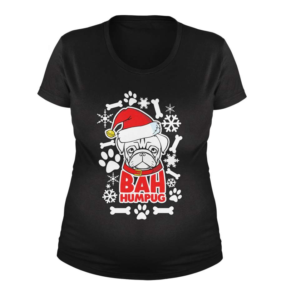 Bah HumPug Ugly Christmas Holiday  Maternity Pregnancy Scoop Neck T-Shirt