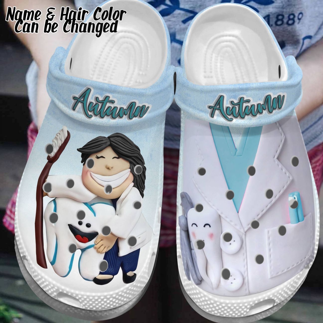 Dentist Personalize Clog, Custom Name, Text, Fashion Style For Women, Men, Kid, Print 3D Personalized Dentist Smile