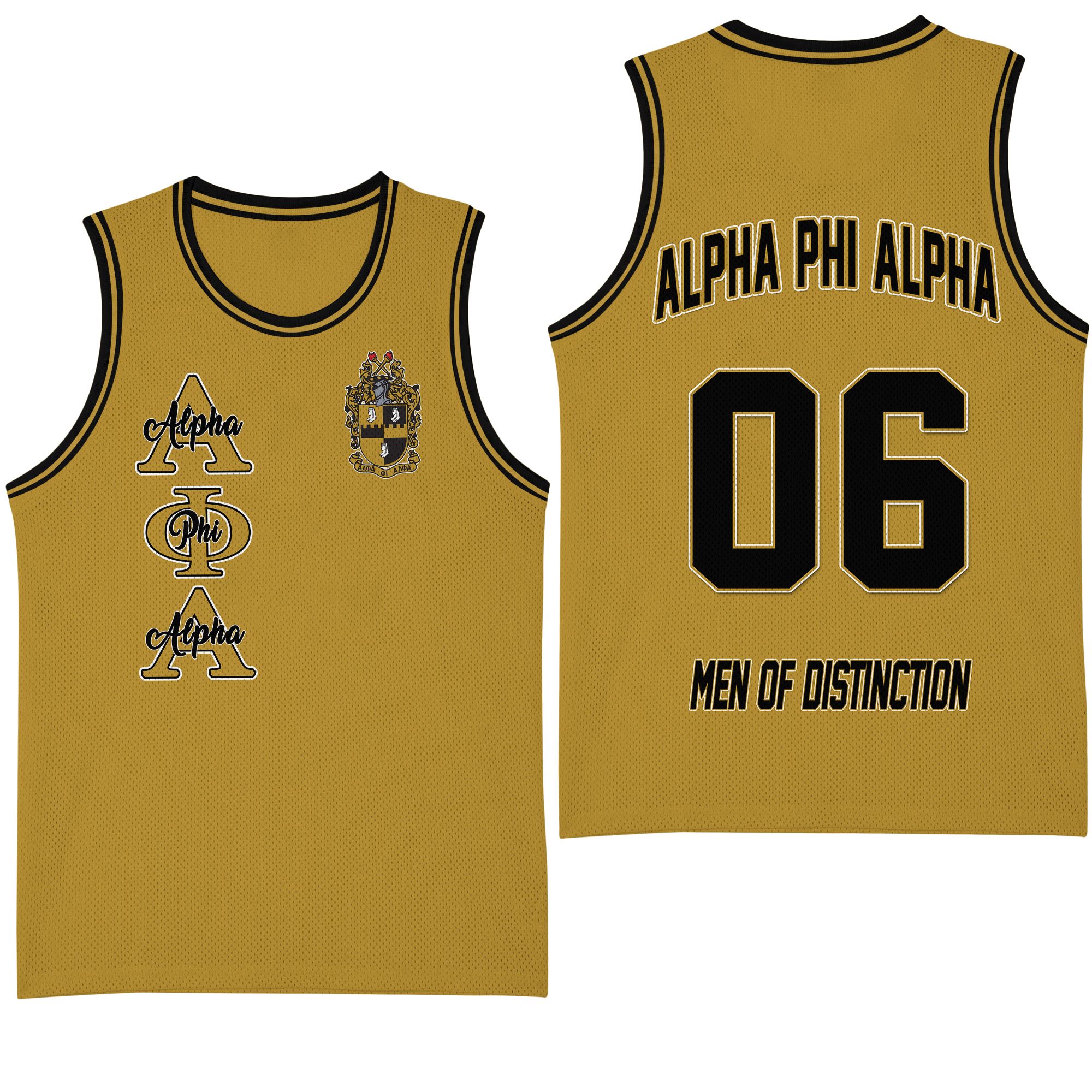 (Custom) Getteestore Jersey – Alpha Phi Alpha (Gold)  Basketball Jersey A31