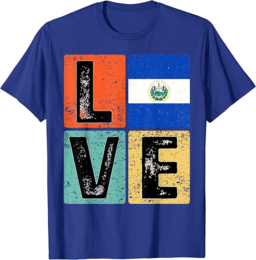 Vintage Retro I Love El Salvador Flag for Salvadoran Pride T-Shirt