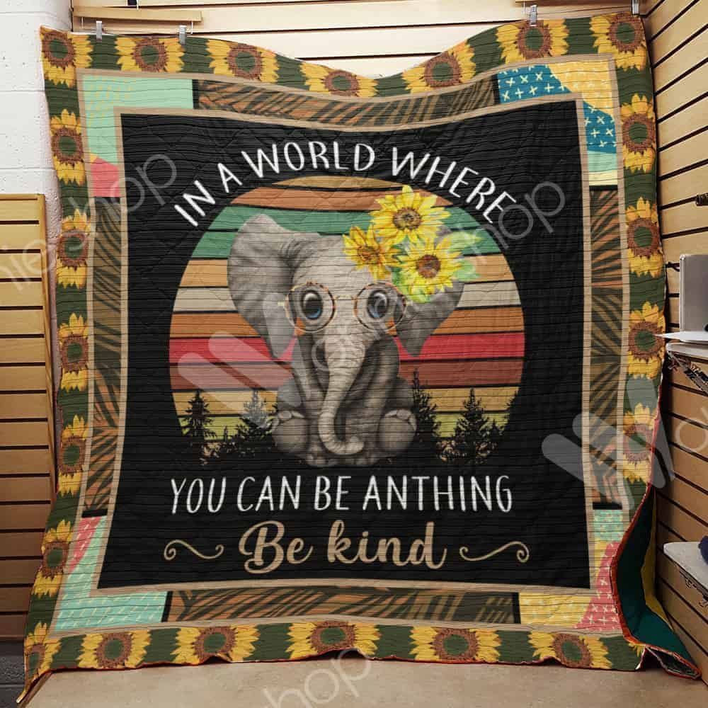 Elephant Winnie  In A World Where  You Can Be Anthing  Quilt Blanket