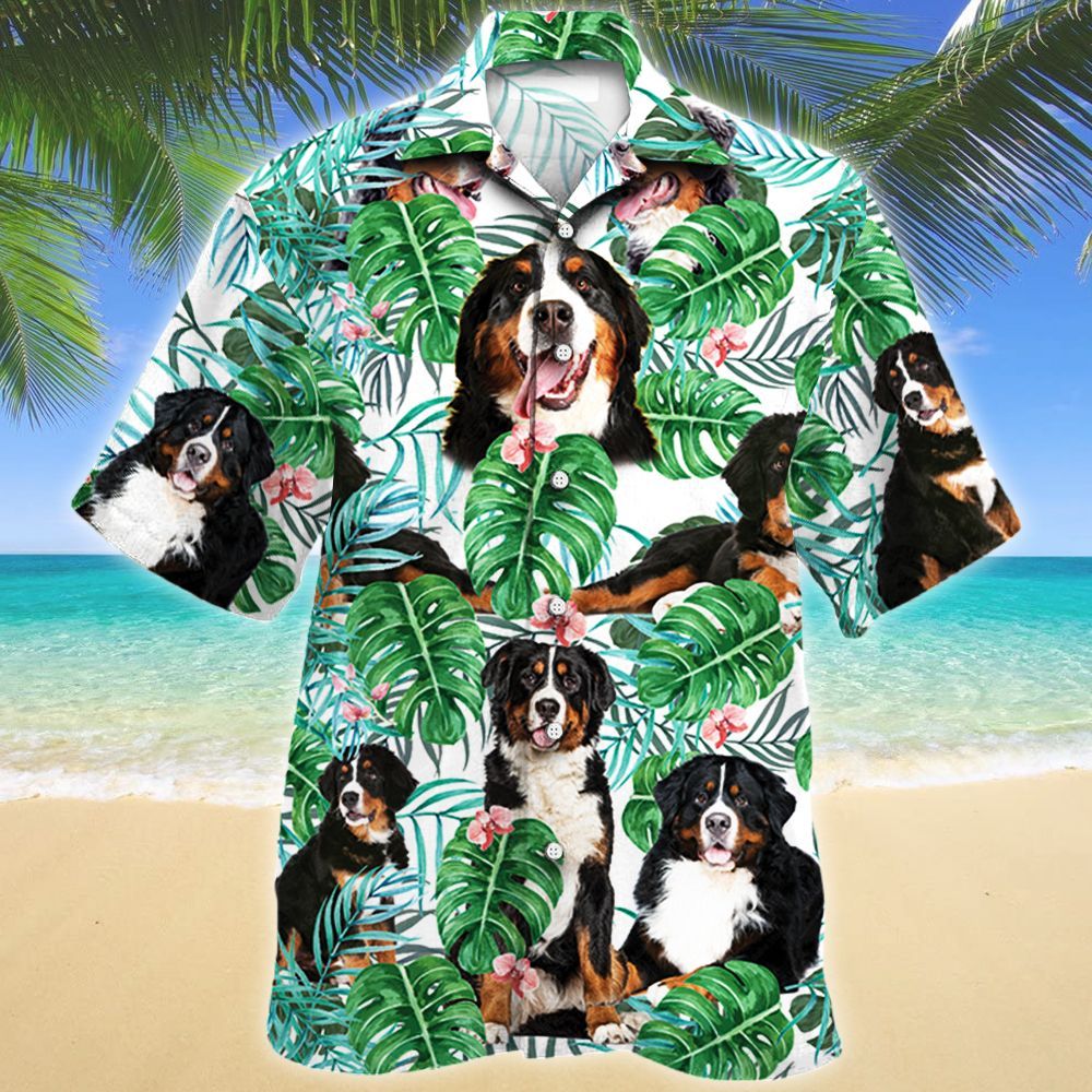 Bernese Mountain Dog Tropical Plant Hawaiian Shirt Ha13748