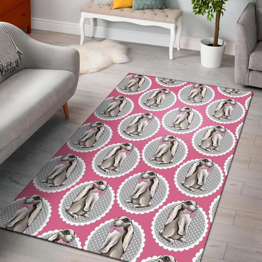 Rabbit Pattern Print Design Rb019 Area Rugs